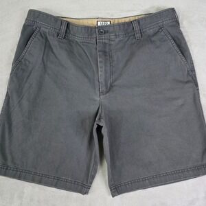 IZOD Mens 38 Charcoal Grey Chino Shorts Cotton Flat Front